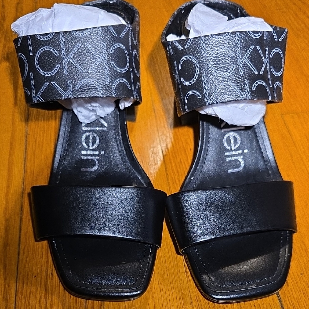 Calvin Klein Monogram Black Slide Sandals